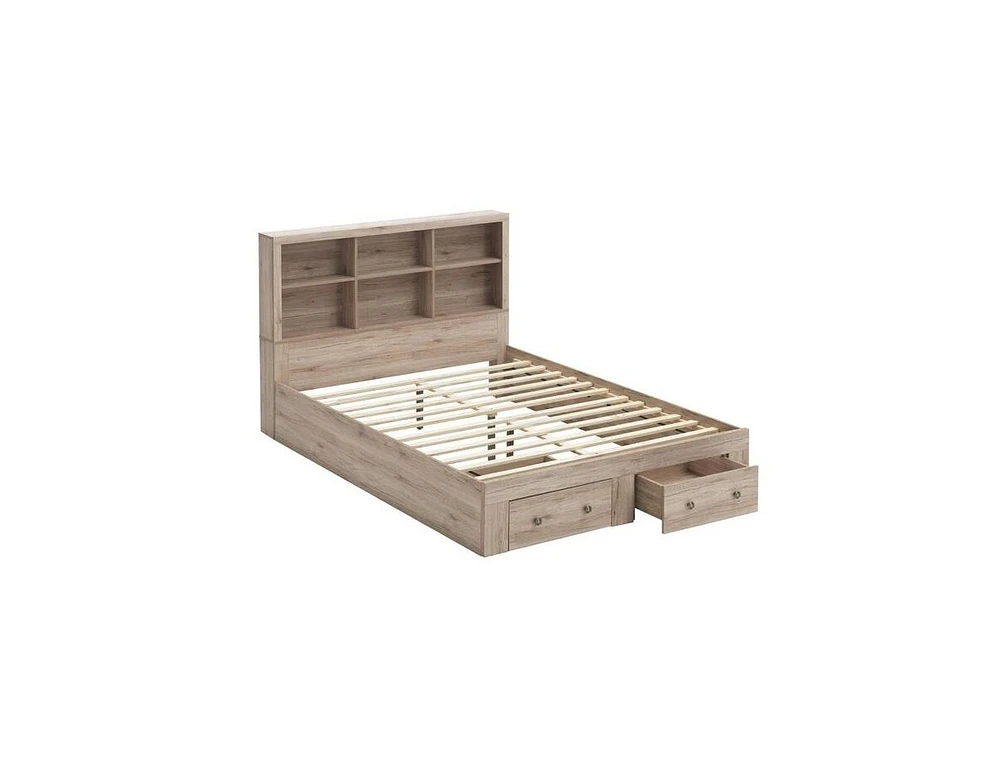 Slickblue FarmHouse Low Profile 2 Drawer Storage Platform Bed