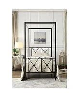 Slickblue Metal Canopy Bed Frame with Medallion Accents