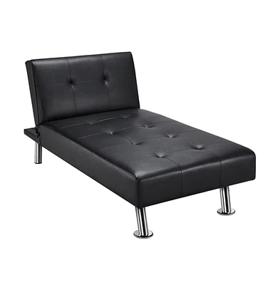 Slickblue Modern Faux Leather Chaise Lounge Recliner Sleeper Sofa for Relaxation and Comfort