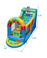 Gouun Inflatable Bounce House Obstacle Course with Ball Pit and Silde with 735W Blower