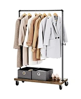 Slickblue Industrial Pipe Garment Rack with Lockable Wheels for Laundry and Storage