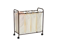 Slickblue Farmhouse 4 Section Removeable Bag Wheeled Laundry Sorter Cart