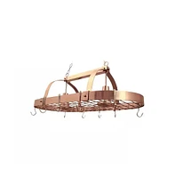 Slickblue Oval Ceiling Mount Kitchen Pot Rack with 2 Lights