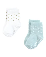 Hudson Baby Girls Cotton Rich Newborn and Terry Socks, Soft Dots