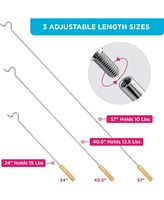 Florida Brands Closet Reacher Pole with Hook and Wooden Handle. Adjustable 2.75 to 5 Feet