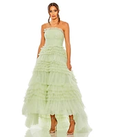 Mac Duggal Women's Strapless Tulle Ruffle Gown