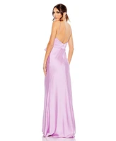 Mac Duggal Women's Rhinestone Bow Cami Draped Trumpet Gown