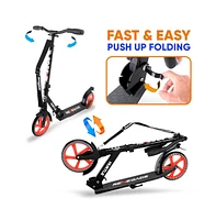 Hurtle Foldable Kick Scooter With Adjustable Handlebar - Black
