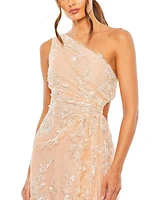 Mac Duggal Women's One Shoulder Side Cut Embellished Gown