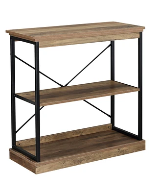 Homcom 2-Tier Shelf, Modern Style Bookshelf with Metal Frame for Living Room, Bedroom, and Office, Brown