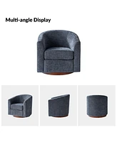 Hulala Home Victor Modern Swivel Barrel Chair with Solid Wood Base