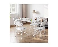 gaomon Folding Table, Portable Folding Card Rectangle Table with Sturdy Metal Frame, Pu Leather Upholstered Foldable Table, for Dining Room