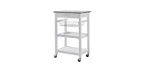 Slickblue Stainless Steel Top Kitchen Cart with Drawer and Storage Shelves