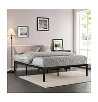 Slickblue Metal Platform Bed Frame with Wood Slats for Modern Bedrooms