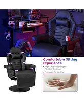 Gouun Massage Gaming Chair with Reclining Backrest, Retractable Footrest, Adjustable Height, 360° Rotation