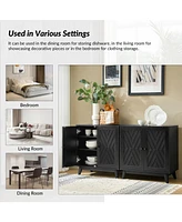 Tobias Midcentury 30"Tall 2 Door Accent Cabinet with Solid Wood Legs