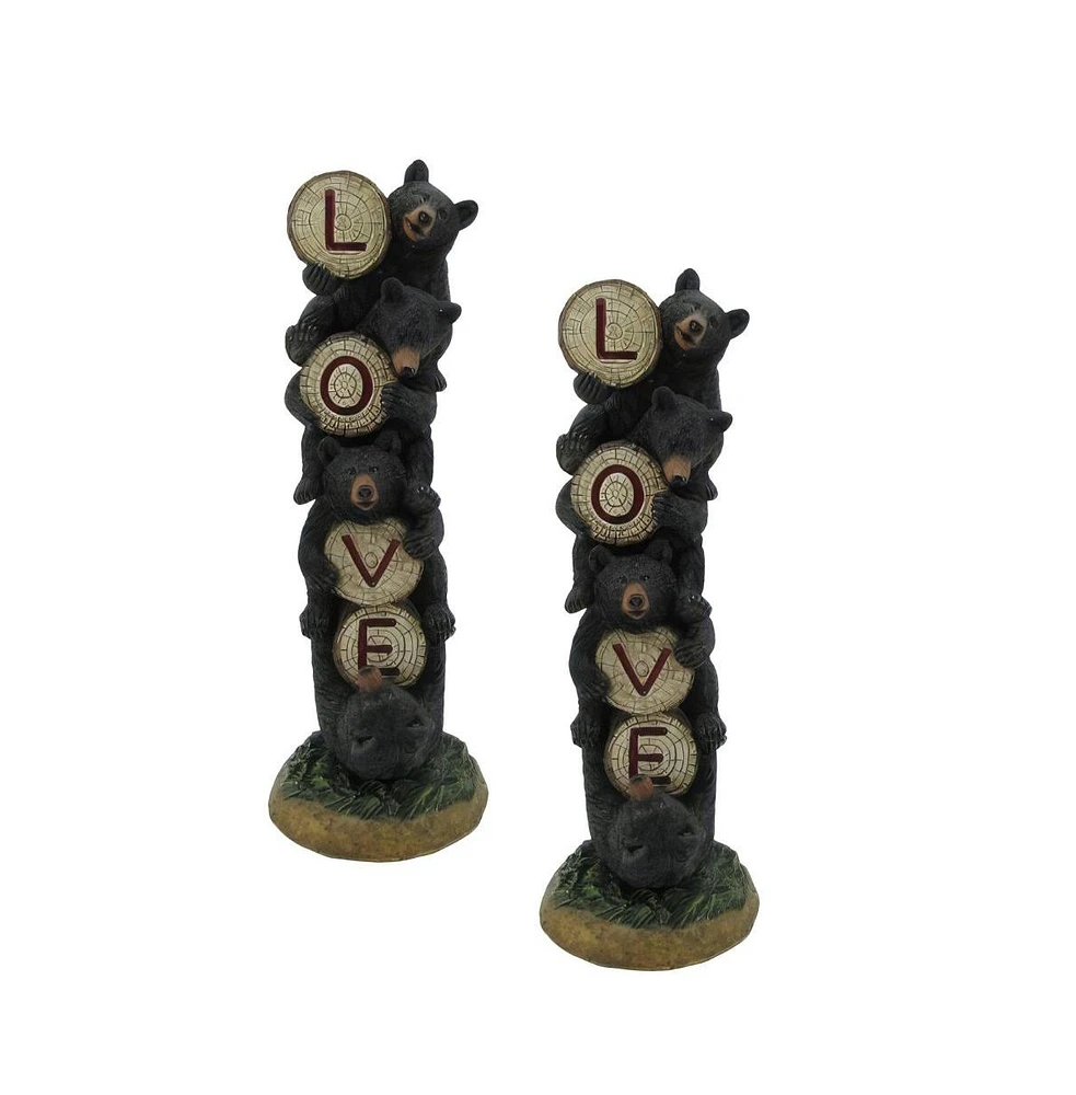 Fc Design "2-pc Gift Set" 12.75"H Bear Stack with Love Sign Figurine Statue Ornament Home Room Office Decor and Perfect Gift Ideas for Housewarming, H