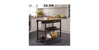 Slickblue Kitchen Island Cart with Wood Top 2-Shelves Drawer and Locking Wheels