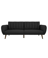 Slickblue Linen Upholstered Futon Sofa Bed for Versatile Seating and Sleeping Modern Spaces