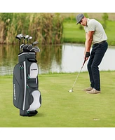Gymax 14 Dividers Golf Cart Bag w/ 7 Zippered Pocket Cooler Bag Rain Hood Valuable Bag