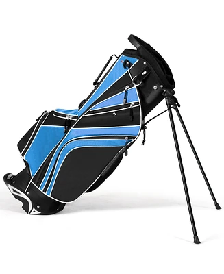 Gymax Golf Stand Bag 6 Way Divider Carry w/ Straps & 7 Storage Pockets