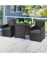 Slickblue 3-Piece Outdoor Patio Furniture Bistro Dining Set in Pe Rattan