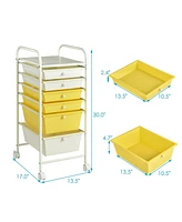 Gouun 6-Drawer Rolling Storage Cart with Clear Plastic Drawers and Lockable Wheels