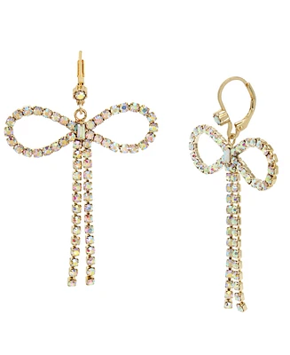 Betsey Johnson Faux Stone Rhinestone Bow Drop Earrings