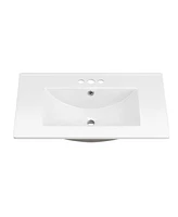 Lovmor Bathroom Ceramic Vanity Top with Three Holes in White