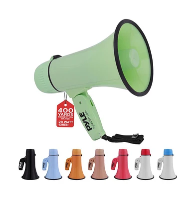 Pyle Portable Megaphone with Siren, 20 Watt Power, Aux Input for MP3, Automatic Siren, Lightweight