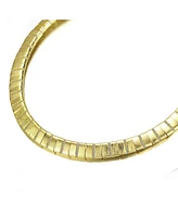 Rachel Glauber 14k Gold Plated Flattened Bar Herringbone Necklace