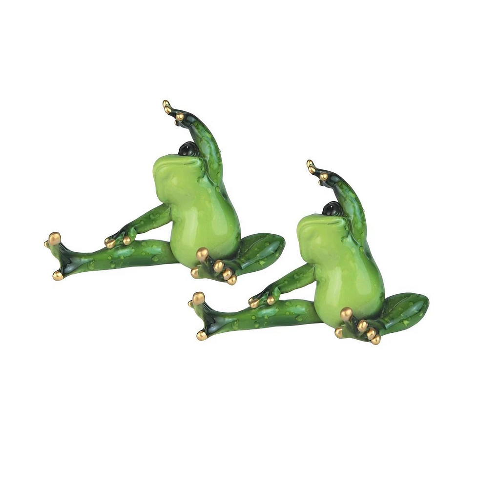 Fc Design "2-pc Gift Set" 4.75"W Frog Doing Yoga Head to Knee Pose Statue Funny Animal Figurine Statue Ornament Home Room Office Decor and Perfect Gif