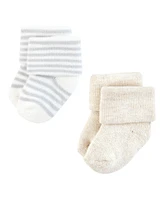 Touched by Nature Baby Girls Organic Cotton Socks, Soft Pink Dot Stripe, 0-6 Months