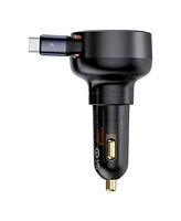 Baseus Enjoyment Pro Car Charger C + Retractable C & iP Cable 60W Cluster Black