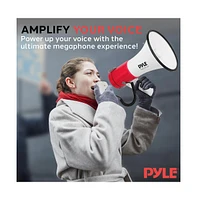 Pyle 50-Watt Portable Megaphone with Siren, MP3 Input, Automatic Siren, Shoulder Strap, Lightweight