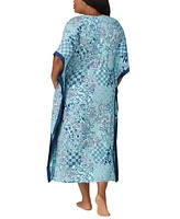 Ellen Tracy Plus Printed V-Neck Caftan Nightgown