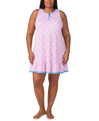 Ellen Tracy Plus Printed Ruffled-Hem Nightgown