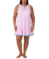 Ellen Tracy Plus Printed Ruffled-Hem Nightgown
