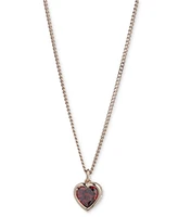 Givenchy Gold-Tone Red Cubic Zirconia Heart Pendant Necklace, 16" + 3" extender