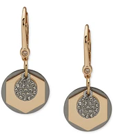 Dkny Tri-Tone Pave Circle & Hexagon Multi-Charm Drop Earrings