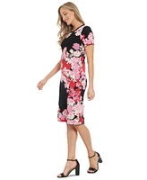 London Times Women's Floral Short-Sleeve Midi Dress