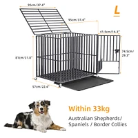 Bingopaw Heavy Duty Dog Cage Metal Pet Dog Crate 3 Doors Kennel Playpen