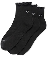 Calvin Klein Women's 3-Pk. Ruffled Quarter Performance Socks