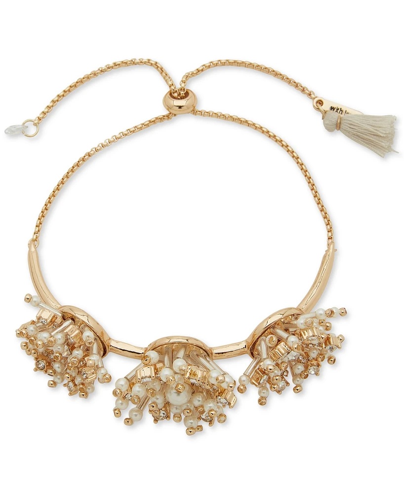 lonna & lilly Gold-Tone Pave & Imitation Pearl Starburst Slider Bracelet