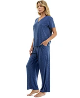 Roudelain Women's Star-Print Henley Pajama Set