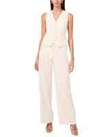 1.State Womens Princess Seam Button Front Vest High Rise Straight Leg Pants