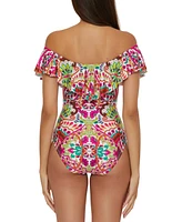 Trina Turk Women's Printed Ruffle One-Piece Swimsuit, Exclusively at Macy's