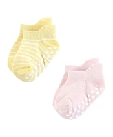 Hudson Baby Girls Non-Skid No-Show Socks Asst Stripes, 12-24 Months