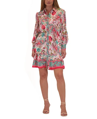 julia jordan Women's Paisley-Print Tie-Waist Shirtdress