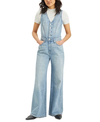 Levi's Women's Denim Button-Front Wide-Leg Jumpsuit